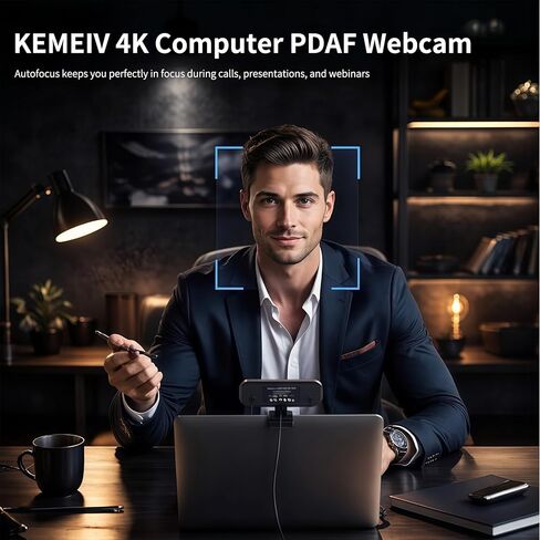 4K Webcam with Autofocus & Tripod, Camera for PC Laptop with Dual Microphone, USB Computer Camera with Low Light Correction, Auto White Balance, Video Camera for Streaming, Meetings, Office, Zoom in Saudi Arabia