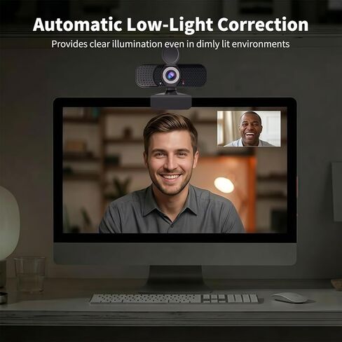 4K Webcam with Autofocus & Tripod, Camera for PC Laptop with Dual Microphone, USB Computer Camera with Low Light Correction, Auto White Balance, Video Camera for Streaming, Meetings, Office, Zoom in Saudi Arabia