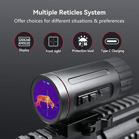 Thermal Imaging Monocular Scope 9mm Lens, 320×256 IR Thermal Night Vision, Handheld & Rifle Mounted Dual-Use, 50Hz Refresh Rate, Quick Detach Picatinny Mount for Hunting & Outdoor Observation in Saudi Arabia