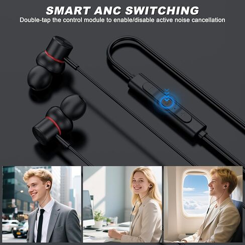 USB C Wired Headphones Earbuds for iPhone 17 16 15 Pro Max Plus [ Active Noise Cancelling USBC Earphones ] Hi-Res Sound ANC Type C Ear Buds Compatible with iPhone/Android/Galaxy (USB-C Plug) in Saudi Arabia