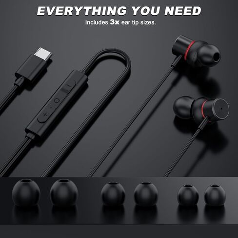 USB C Wired Headphones Earbuds for iPhone 17 16 15 Pro Max Plus [ Active Noise Cancelling USBC Earphones ] Hi-Res Sound ANC Type C Ear Buds Compatible with iPhone/Android/Galaxy (USB-C Plug) in Saudi Arabia