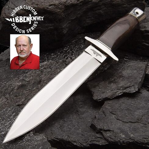 GIL HIBBEN Knives Double Edge Boot Knife with Leather Belt Sheath - 5Cr15 Steel Blade, Pakkawood Handle, Stainless Steel Guard and Pommel, Functional Collectible, for Daily Carry - Length 10 3/8" in Saudi Arabia