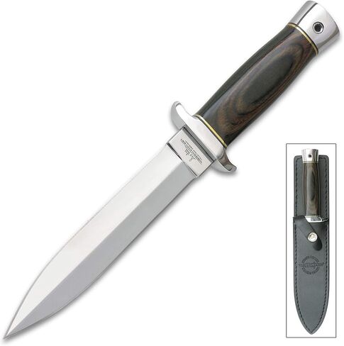 GIL HIBBEN Knives Double Edge Boot Knife with Leather Belt Sheath - 5Cr15 Steel Blade, Pakkawood Handle, Stainless Steel Guard and Pommel, Functional Collectible, for Daily Carry - Length 10 3/8" in Saudi Arabia