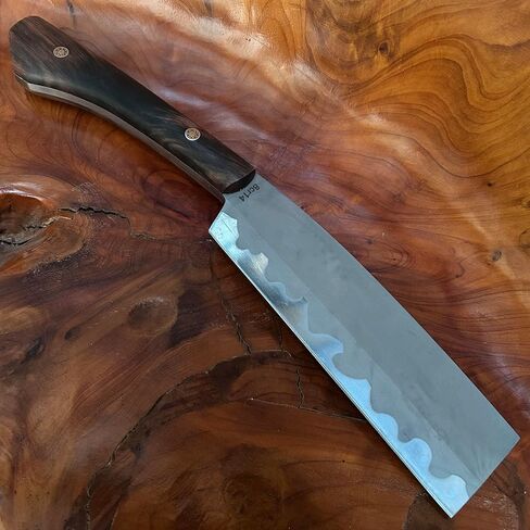 13.6"【Handmade Machete】 Japanese Tradition NATA - FullTang 60HRC High Carbon Steel Blade Ebony Wood Handle with Cowhide Scabbard in Saudi Arabia