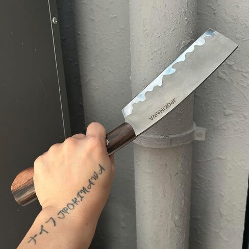 13.6"【Handmade Machete】 Japanese Tradition NATA - FullTang 60HRC High Carbon Steel Blade Ebony Wood Handle with Cowhide Scabbard in Saudi Arabia