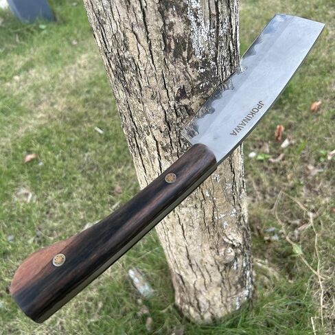 13.6"【Handmade Machete】 Japanese Tradition NATA - FullTang 60HRC High Carbon Steel Blade Ebony Wood Handle with Cowhide Scabbard in Saudi Arabia