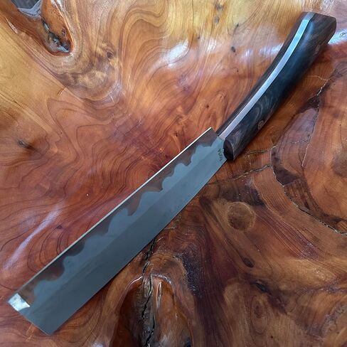 13.6"【Handmade Machete】 Japanese Tradition NATA - FullTang 60HRC High Carbon Steel Blade Ebony Wood Handle with Cowhide Scabbard in Saudi Arabia