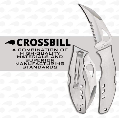 سكين جيب Byrd by Spyderco Crossbill القابل للطي مع شفرة فولاذية 3 بوصة 8Cr13MoV ومقبض من الفولاذ المقاوم للصدأ - سكين EDC للرجال والنساء، مثالي للصيد، تكتيكي - CombinationEdge - BY07PS in Kuwait