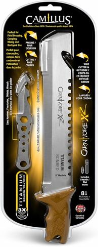 Camillus Carnivore XZ 8 "مجموعة سكاكين ذات نصل ثابت مع أداة متعددة، سكين تخييم من الفولاذ المربوط بالتيتانيوم مع غمد in Saudi Arabia