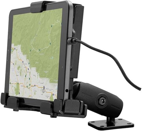 ARKON Mounts Heavy-Duty LockVise Metal Locking Tablet Mount Kit with 12V Hardwire Power Adapter & 240W Magnetic USB-C Cable, AMPS Drill-Down Base for Fleet, Forklift & Warehouse Vehicles in Saudi Arabia