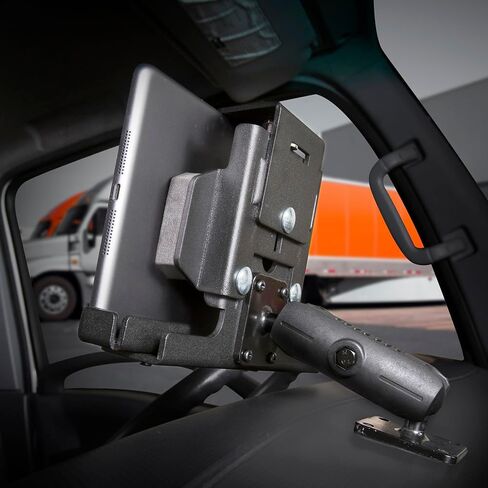 ARKON Mounts Heavy-Duty LockVise Metal Locking Tablet Mount Kit with 12V Hardwire Power Adapter & 240W Magnetic USB-C Cable, AMPS Drill-Down Base for Fleet, Forklift & Warehouse Vehicles in Saudi Arabia