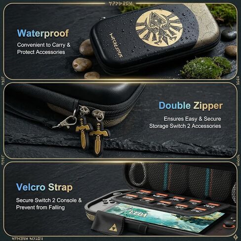 WmGlymthor Carrying Case for Nintendo Switch 2 (2025), Hard Shell Travel Bag with 10 Game Card Slots, Portable,Theme Zipper, Black in Saudi Arabia