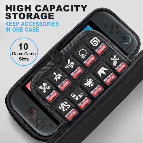 WmGlymthor Carrying Case for Nintendo Switch 2 (2025), Hard Shell Travel Bag with 10 Game Card Slots, Portable,Theme Zipper, Black in Saudi Arabia