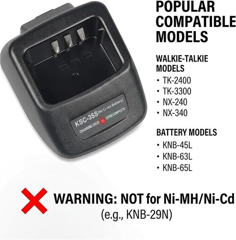 KSC-35S Rapid Charger for Kenwood Radio, Fast Battery Charger with AC Adapter & DC 12V/24V Car Charger, Compatible with TK-2400 TK-3400 NX-1300 NX-1200 KNB-45L KNB-65L Two Way Radior in Saudi Arabia