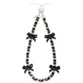 VELVET CAVIAR Leather Chain Phone Charm Wrist Strap - Cute Lanyard Accessory for Women - Fits all Phone Cases (Black Bow) in Kuwait