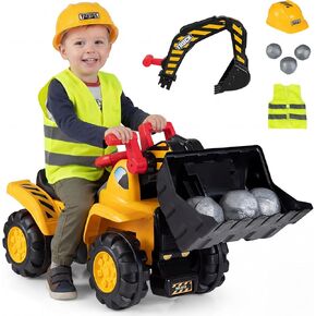 Costzon 2-in-1 Ride On Excavator Growzer ، 6V Electric Excavator Ride On Toy مع 3 كرات وطوق كرة السلة ، دلو قابل للتعديل ، ركوب على مركبات البناء للأطفال ، هدية للسيارات للبنين in Kuwait