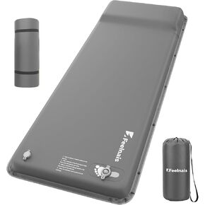 Self Inflating Sleeping Pad, Memory Foam Camping Pad with Foot Pump, Memory Foam Mattress with Pillow, 4 Season Camping Mattress Pad, Camping Essentials Gear for Tent/Car/Camp - Green in Saudi Arabia