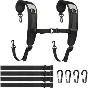 Backpack Straps, Adjustable Backpack Shoulder Strap, Replacement Padded Shoulder Strap with Metal Clips for Shoulder Bag Backpack Dry Bag(Black) in Kuwait