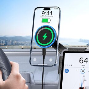 شاحن حامل سيارة Tesla، [تقييد الحرارة] [LED RGB بدون استخدام اليدين] شاحن حامل هاتف السيارة اللاسلكي، حامل هاتف مغناطيسي لسيارتك لشاشة Tesla Model Y/3/S/X لسلسلة 17/16/15/14/13/12 in Kuwait