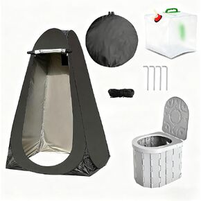 13inch Pop Up Camping Tent Set with Portable Toilet 5.3Gallon Folding Water Container with Spigot Outdoor Toilet Load Capacity of 330LBs Pravacy Travel Shower Emergency Tents with Carry Bags in Saudi Arabia