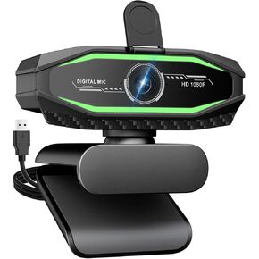 1080P Webcam, Full HD Streaming Camera with Microphone, Privacy Cover and RGB Working Status Light, USB Plug-and-Play Computer Camera, for Desktop PC or Laptop in Saudi Arabia