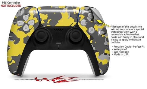 WraptorSkinz Skin Wrap compatible with Sony PS5 DualSense Controller WraptorCamo Old School Camouflage Camo Yellow (CONTROLLER NOT INCLUDED) in Saudi Arabia