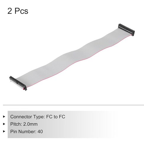 Generic IDC 40Pin كابل الشريط المسطح، 2.0 مم الملعب FC إلى FC موصل 30 سم طول سلك الطائر الرمادي للكمبيوتر شاشة LED DVD، 2 قطعة in Saudi Arabia