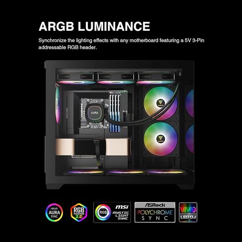 GAMDIAS 360mm AIO CPU Cooler, ARGB Liquid Cooler with 3×120mm PWM Fans Up to 73.7CFM, All-in-One Water Cooling CPU Cooler for Intel LGA20XX/1851/1700/115X/1200 & AMD AM5/ AM4/ AM3, Aura GL360 LITE in Saudi Arabia