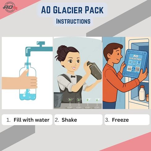 معزز الثلج من AO Coolers Glacier Pack، قابل لإعادة الاستخدام وإعادة التجميد، متين ومضاد للتسرب، يطيل عمر الثلج حتى 24 ساعة in Kuwait