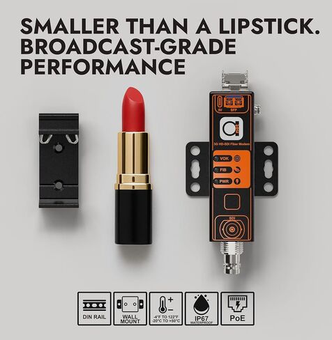مجموعة محول وموسع الألياف الضوئية 3G/HD-SDI - جهاز إرسال واستقبال صغير الحجم SFP SDI إلى LC عبر الوضع الفردي والوضع المتعدد LC، يعمل بمنفذ USB-C بطول 20 كم (12.43 ميل) SM / 1 كم مم، وسكة DIN وحامل على الحائط in Saudi Arabia