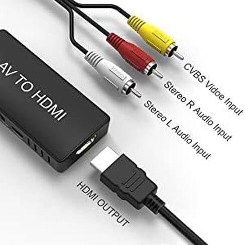 LVY RCA to HDMI Converter AV to HDMI Adapter Composite/CVBS to HDMI Video Audio Converter, Widely Compatible with Various RCA Equipment for N64, PS2, PC, Laptop, VHS, VCR, Camera DV ect. in Saudi Arabia