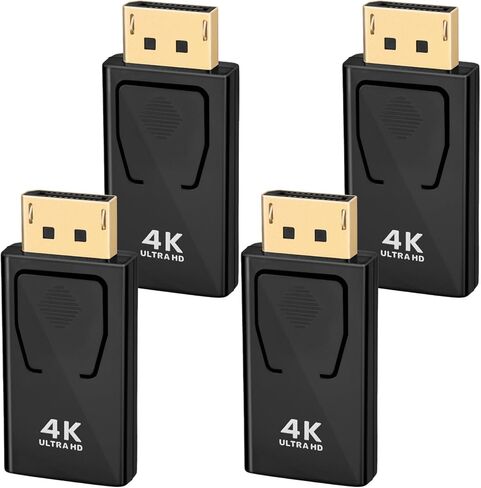 4K DisplayPort to HDMI Converter, 4-Pack Gold Plated DP Male to HDMI Female Adapter Connector, Uni-Directional Adapter Supports 4K UHD 3840x2160@30Hz, for Laptop PC Monitor TV Projector in Saudi Arabia