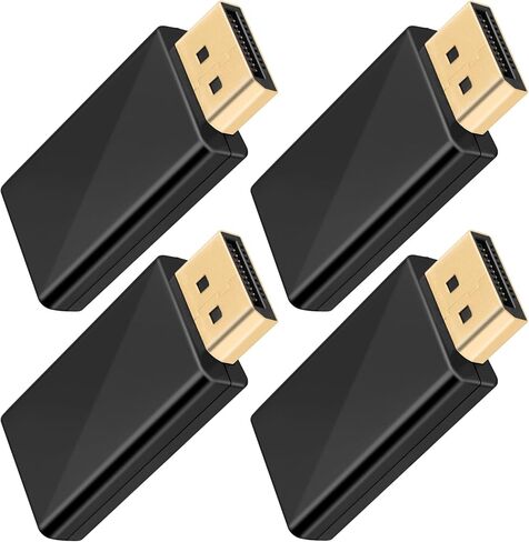 4K DisplayPort to HDMI Converter, 4-Pack Gold Plated DP Male to HDMI Female Adapter Connector, Uni-Directional Adapter Supports 4K UHD 3840x2160@30Hz, for Laptop PC Monitor TV Projector in Saudi Arabia