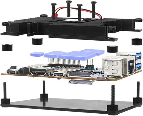 ZEZEFUFU Aluminum Case with Fan Active Passive Cooling Radiator Heatsink for Orange Pi 5 in Saudi Arabia