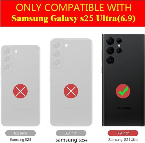 محفظة جلدية متوافقة مع هاتف Samsung Galaxy S25 Ultra، جلد طبيعي 2 في 1، مغناطيسي قابل للفصل ومقاوم للصدمات، غطاء قابل للطي مع فتحة للبطاقة، RFID بني داكن in Kuwait