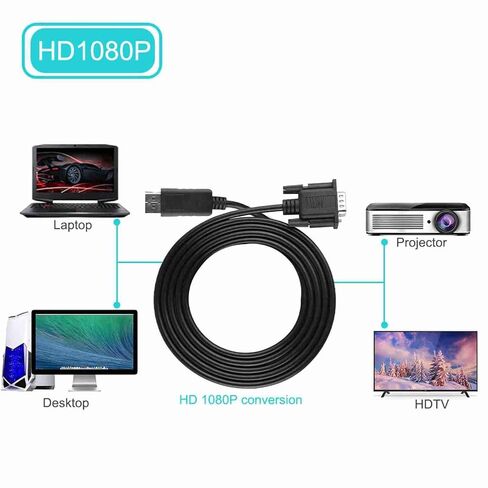 DisplayPort to VGA Cable Converter Adapter, Active Video Converter Cord, Source Converter Cable for Video Data Transmission in Saudi Arabia