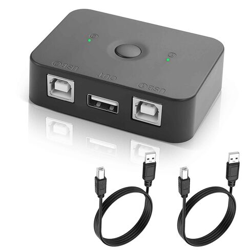 YAODHAOD USB 2.0 مفتاح مشاركة الطابعة 2 في 1 محول يدوي، مفتاح USB 2 جهاز كمبيوتر يشارك جهاز واحد للطابعة مع ضوء LED، مثالي لمشاركة لوحة المفاتيح والماوس ولوحة المفاتيح والماسح الضوئي للمكتب المنزلي in Saudi Arabia