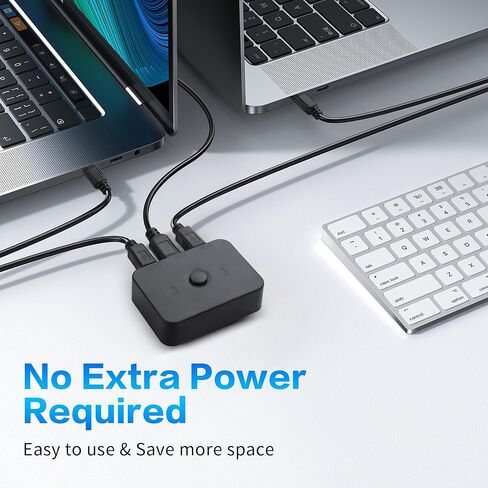 YAODHAOD USB 2.0 مفتاح مشاركة الطابعة 2 في 1 محول يدوي، مفتاح USB 2 جهاز كمبيوتر يشارك جهاز واحد للطابعة مع ضوء LED، مثالي لمشاركة لوحة المفاتيح والماوس ولوحة المفاتيح والماسح الضوئي للمكتب المنزلي in Saudi Arabia