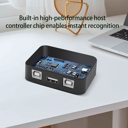 YAODHAOD USB 2.0 مفتاح مشاركة الطابعة 2 في 1 محول يدوي، مفتاح USB 2 جهاز كمبيوتر يشارك جهاز واحد للطابعة مع ضوء LED، مثالي لمشاركة لوحة المفاتيح والماوس ولوحة المفاتيح والماسح الضوئي للمكتب المنزلي in Saudi Arabia