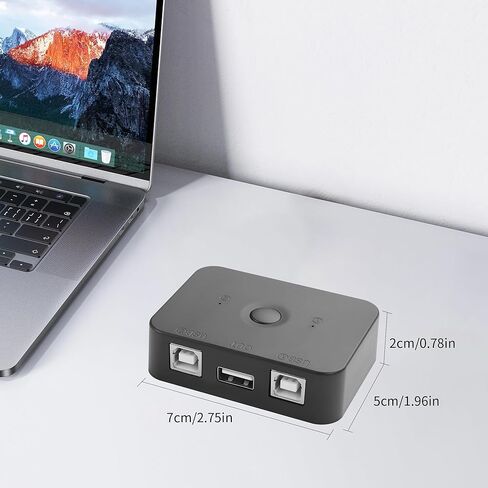 YAODHAOD USB 2.0 مفتاح مشاركة الطابعة 2 في 1 محول يدوي، مفتاح USB 2 جهاز كمبيوتر يشارك جهاز واحد للطابعة مع ضوء LED، مثالي لمشاركة لوحة المفاتيح والماوس ولوحة المفاتيح والماسح الضوئي للمكتب المنزلي in Saudi Arabia