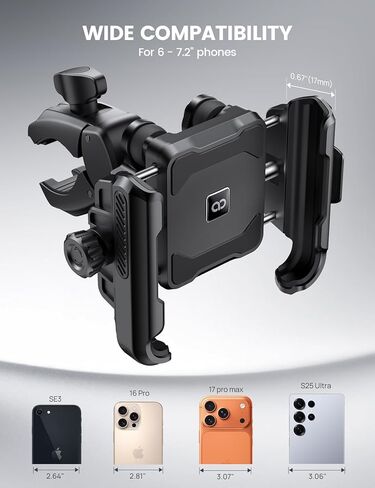 Lamicall Motorcycle Bike Phone Mount - [Upgrade Vibration Dampener] [Camera Friendly] Bike Phone Holder Handlebar Clamp, Bicycle Cell Phone Mount, iPhone 17 16 Pro Max, Galaxy S25 Ultra, 6-7.2" Phones in Saudi Arabia