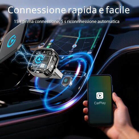 Wireless Carplay Adapter, Suitable for Vehicles Equipped with Cabled CarPlay, Plug and Play Feature enables Fast and Stable CarPlay Wireless Connection, Suitable for 800+ Vehicles in Saudi Arabia