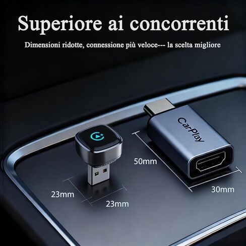 Wireless Carplay Adapter, Suitable for Vehicles Equipped with Cabled CarPlay, Plug and Play Feature enables Fast and Stable CarPlay Wireless Connection, Suitable for 800+ Vehicles in Saudi Arabia