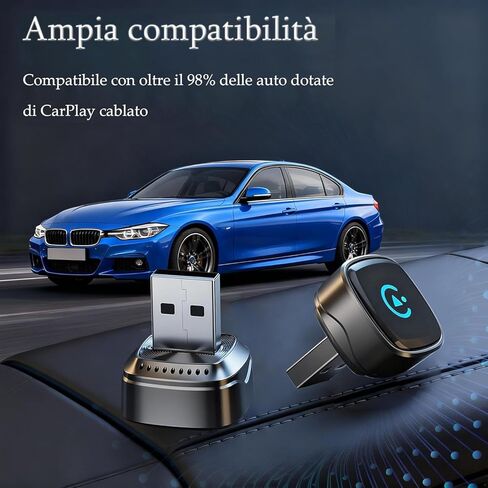Wireless Carplay Adapter, Suitable for Vehicles Equipped with Cabled CarPlay, Plug and Play Feature enables Fast and Stable CarPlay Wireless Connection, Suitable for 800+ Vehicles in Saudi Arabia