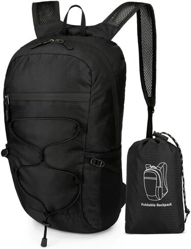 20L Hiking Backpack for Women Men, Lightweight Packable Backpacks for Trip, Water Resistant Small Travel Backpack, Outdoor Storage Bag, Foldable daypack for Hiking, Walking, Cycling, Camping(Black) in Saudi Arabia