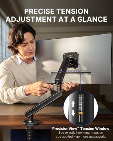 HUANUO FlowLift™ Pro Monitor Arm for 13–32" Screens, MechaSpring™ Monitor Mount, Fully-Adjustable Monitor Stand with Tilt/Swivel/Rotation, Tool-Free VESA Mount, C-Clamp/Grommet Base, Max Load 19.8 lbs in Saudi Arabia
