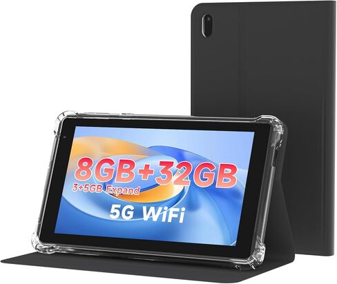 تابلت WUIUHOU مقاس 7 بوصة بنظام Android 15، تابلت مع حافظة، ذاكرة وصول عشوائي 8 جيجابايت (3 جيجابايت + 5 جيجابايت ممتدة) وذاكرة وصول عشوائي 32 جيجابايت، بطارية 3000 مللي أمبير في الساعة، كاميرا مزدوجة، علامة تبويب 2.4G/5G WiFi 6 - جهاز لوحي صغير محمول للع in Kuwait