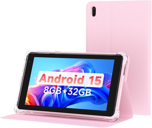 تابلت WUIUHOU مقاس 7 بوصة بنظام Android 15، تابلت مع حافظة، ذاكرة وصول عشوائي 8 جيجابايت (3 جيجابايت + 5 جيجابايت ممتدة) وذاكرة وصول عشوائي 32 جيجابايت، بطارية 3000 مللي أمبير في الساعة، كاميرا مزدوجة، علامة تبويب 2.4G/5G WiFi 6 - جهاز لوحي صغير محمول للع in Kuwait