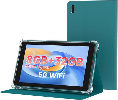 تابلت WUIUHOU مقاس 7 بوصة بنظام Android 15، تابلت مع حافظة، ذاكرة وصول عشوائي 8 جيجابايت (3 جيجابايت + 5 جيجابايت ممتدة) وذاكرة وصول عشوائي 32 جيجابايت، بطارية 3000 مللي أمبير في الساعة، كاميرا مزدوجة، علامة تبويب 2.4G/5G WiFi 6 - جهاز لوحي صغير محمول للع in Kuwait