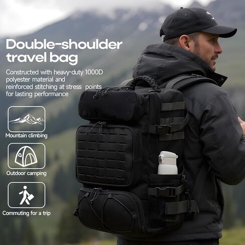 35L Tactical Backpack with Shoe Compartment & Molle Admin Pouch Combo – 1000D Water Resistant Military Backpack for Laptop 15.6" + Laser Cut EDC Tool Organizer Bag – Outdoor Hiking Gym Assault in Saudi Arabia